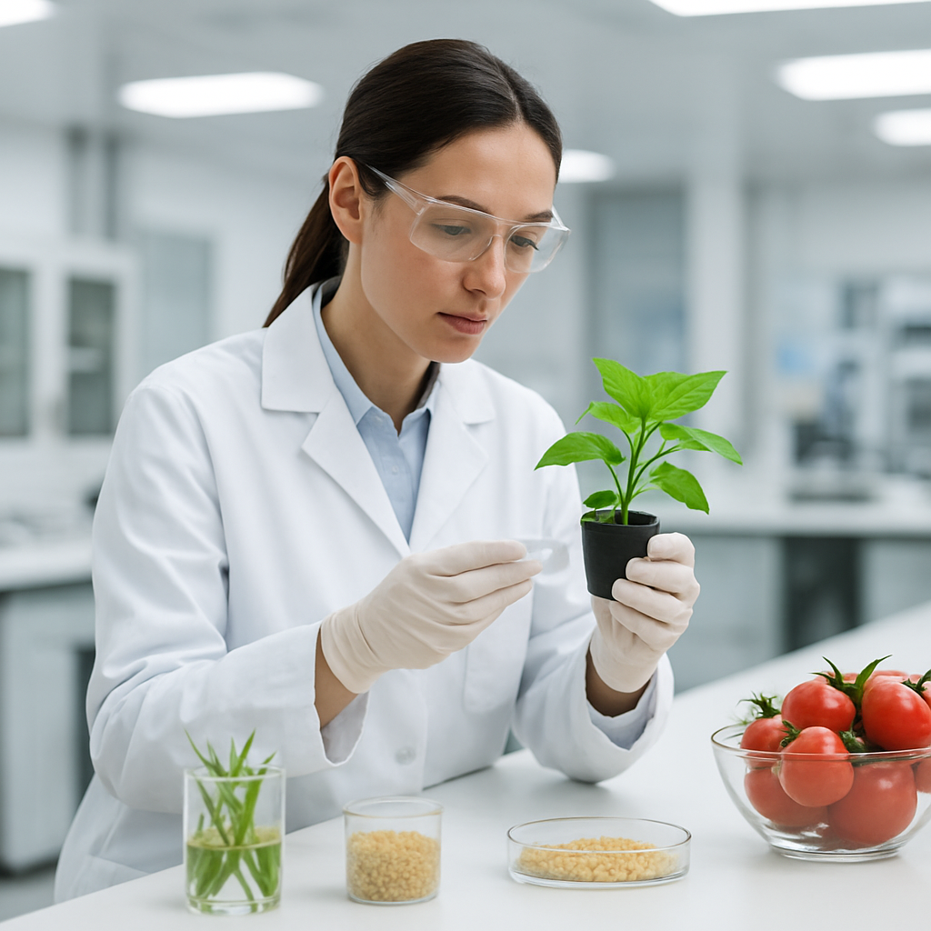 Technician inspecting product samples in a quality control laboratory